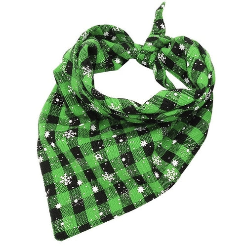 Cyan Ganymede Christmas Dog Bandana Plaid Dogs Bibs Large Pet
