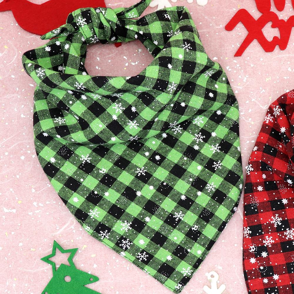 Cyan Ganymede Christmas Dog Bandana Plaid Dogs Bibs Large Pet