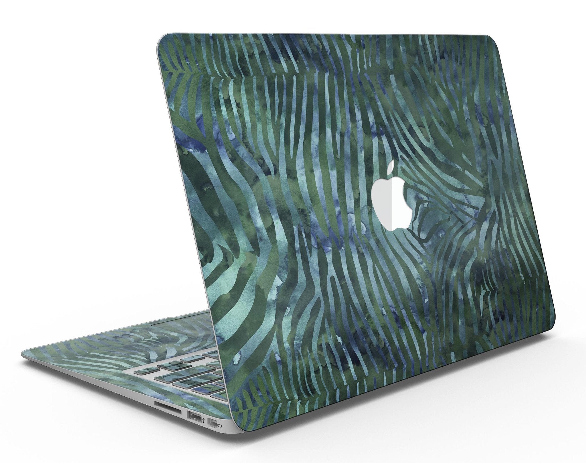 Blue Leto Deep Green and Blue Watercolor Zebra Pattern - MacBook Air Skin Kit
