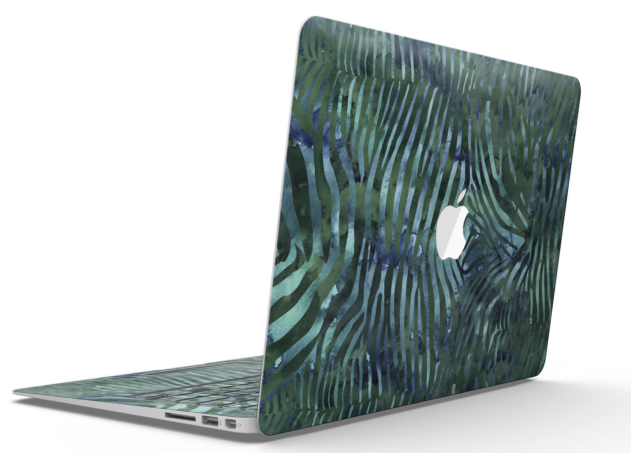 Blue Leto Deep Green and Blue Watercolor Zebra Pattern - MacBook Air Skin Kit