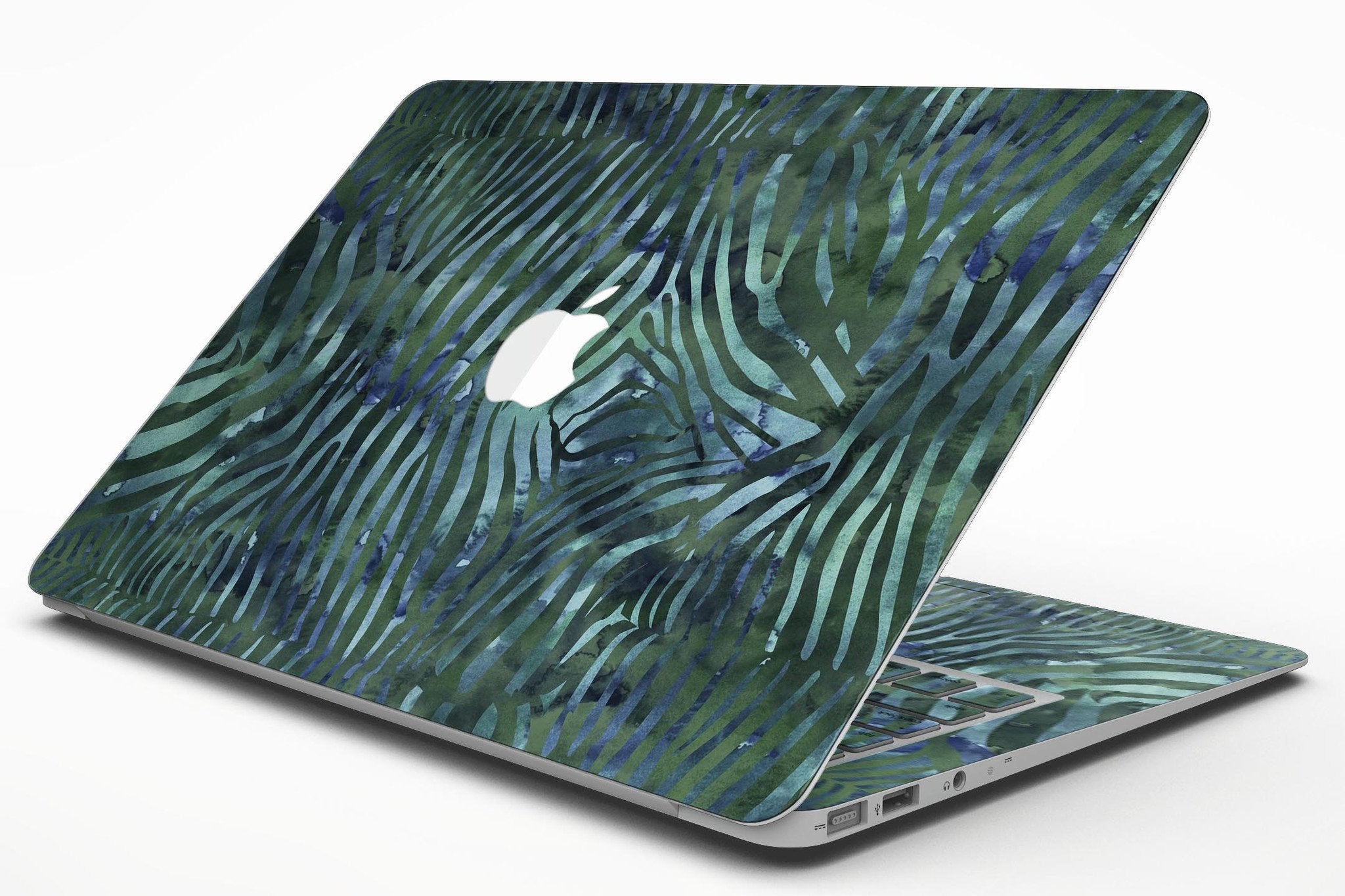 Blue Leto Deep Green and Blue Watercolor Zebra Pattern - MacBook Air Skin Kit