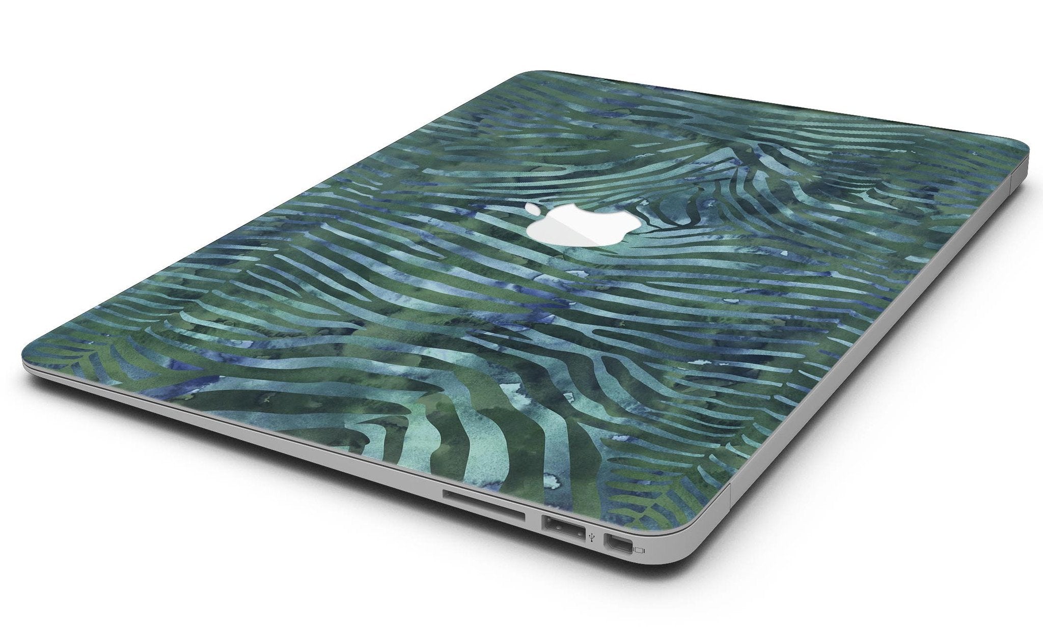 Blue Leto Deep Green and Blue Watercolor Zebra Pattern - MacBook Air Skin Kit