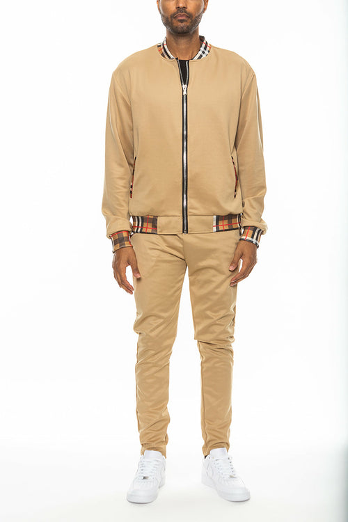 Lime Milo Checkered Detail Track Jacket Set