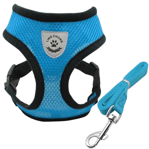 Cyan Ganymede Mesh Puppy Pet Harness Small Dogs Cat Harness and