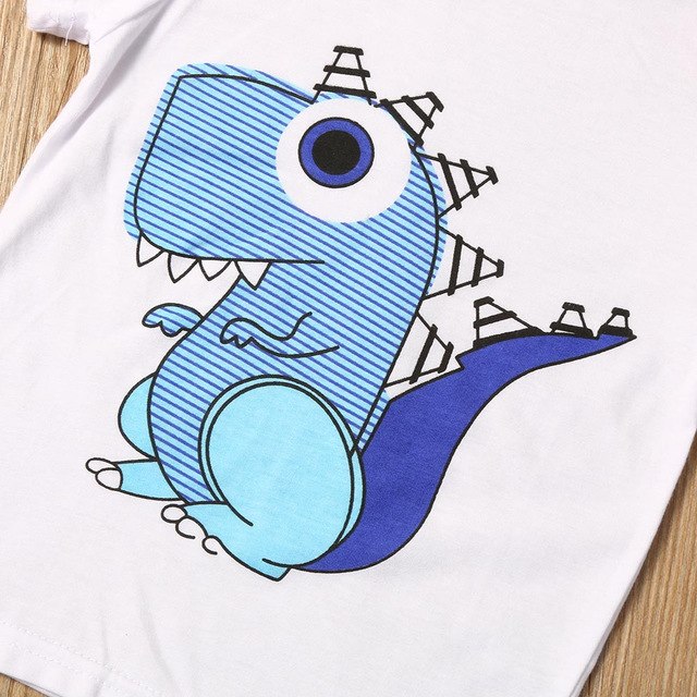 New Summer Child Boy Dinosaur Print Short-sleeved