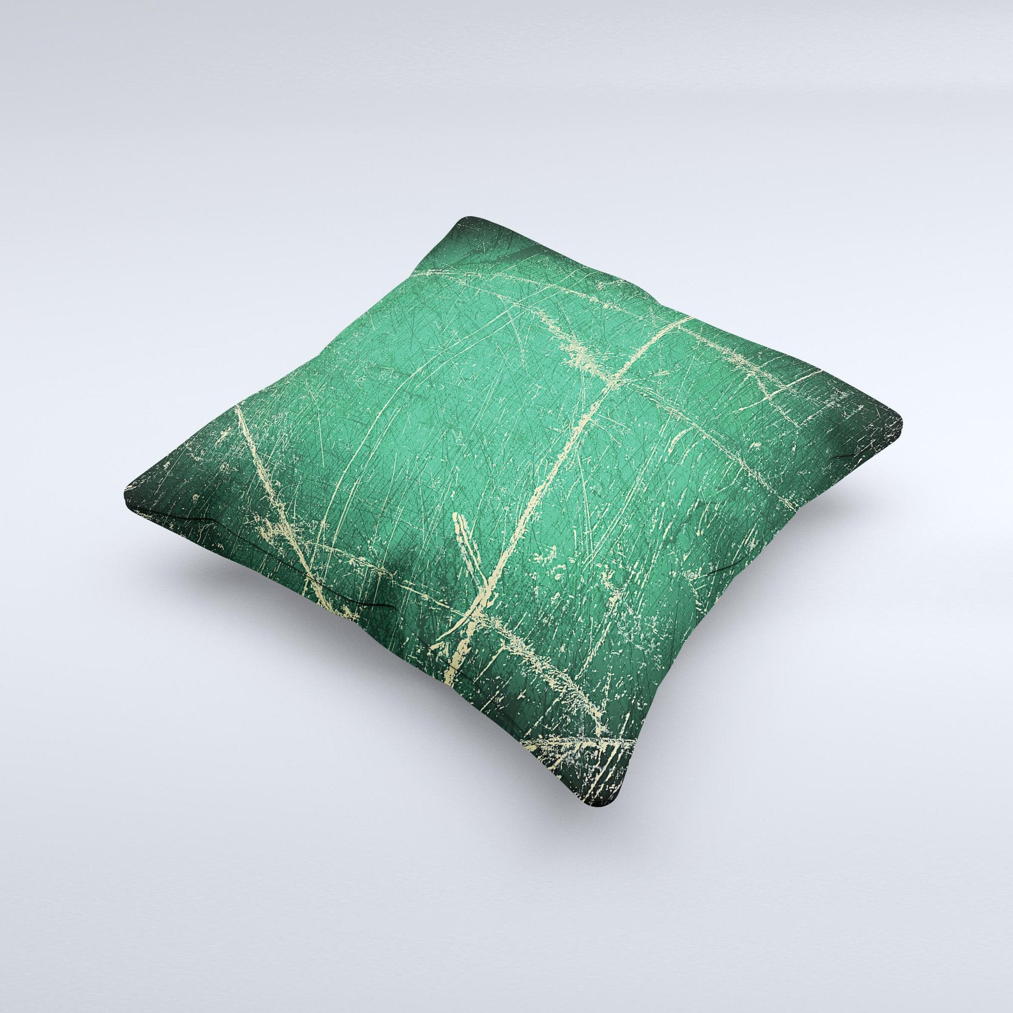 Blue Leto Grungy Green Surface Design Ink-Fuzed Decorative Throw Pillow