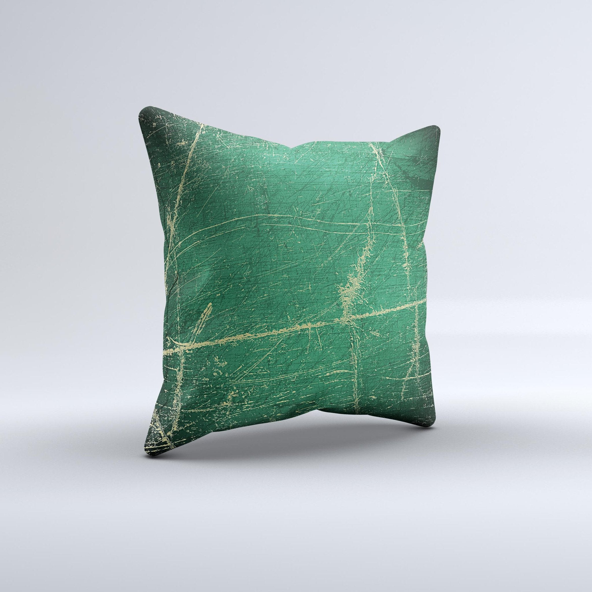 Blue Leto Grungy Green Surface Design Ink-Fuzed Decorative Throw Pillow