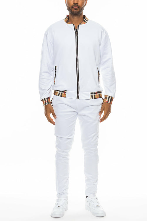 Lime Milo Checkered Detail Track Jacket Set