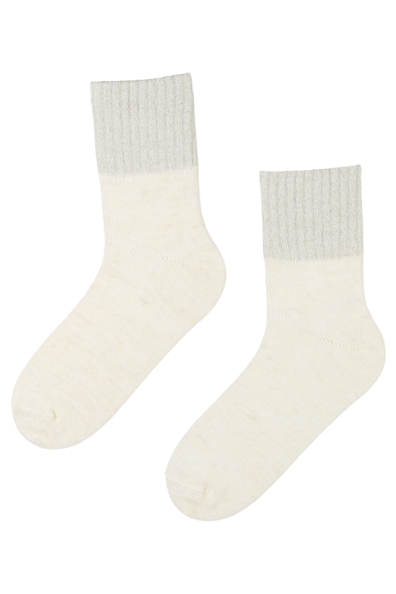 Aegerine Alpaca Wool white socks with a glittery edge