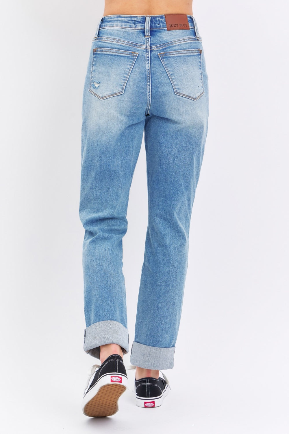 Distressed Straight Jeans with Patch Pockets