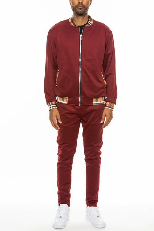 Lime Milo Checkered Detail Track Jacket Set