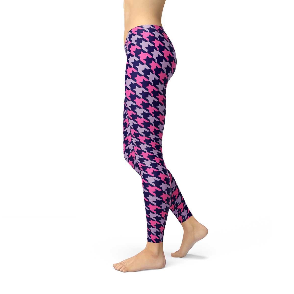 Maroon Sooty Womens Pink Purple Houndstooth Leggings