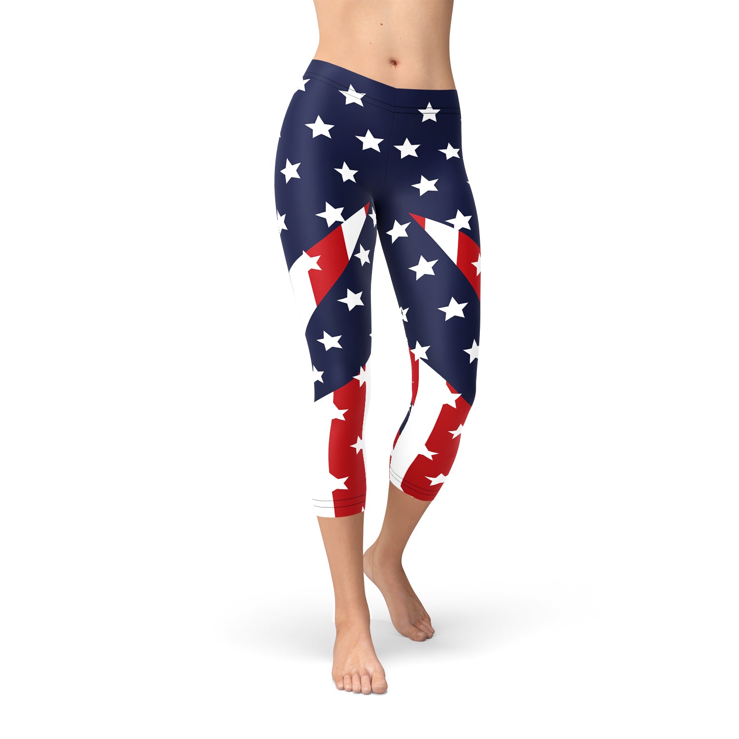 Womens American Flag Capri Leggings
