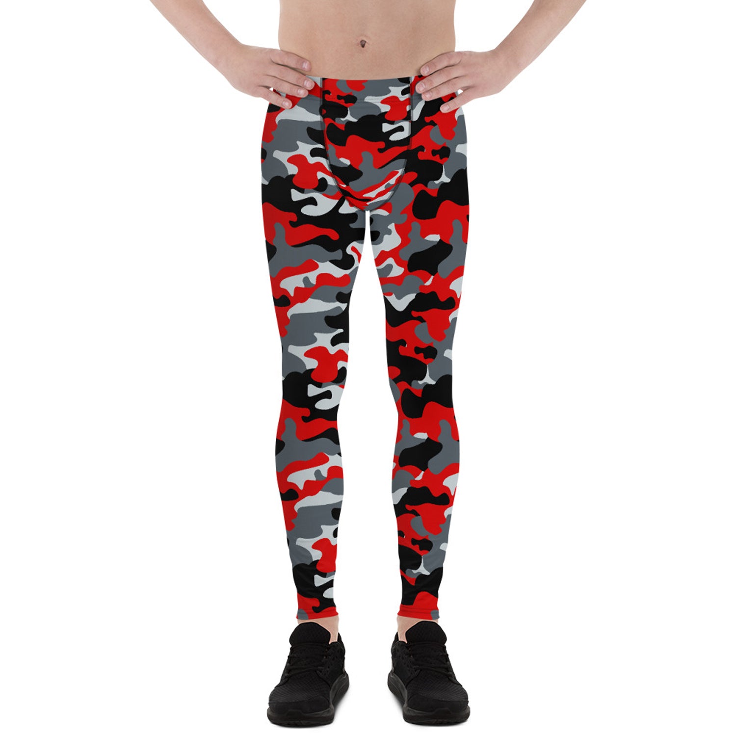 Maroon Sooty Gray and Red Camo Leggings for Men