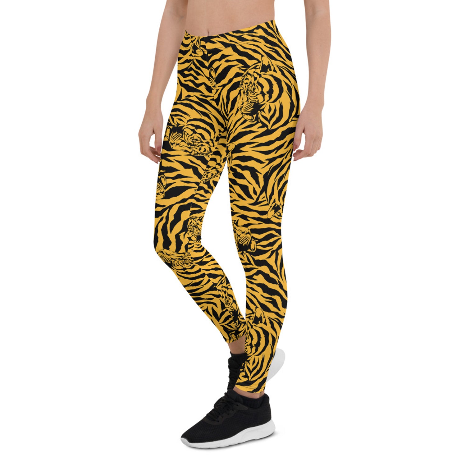 Maroon Sooty Yellow Tiger Leggings for Women