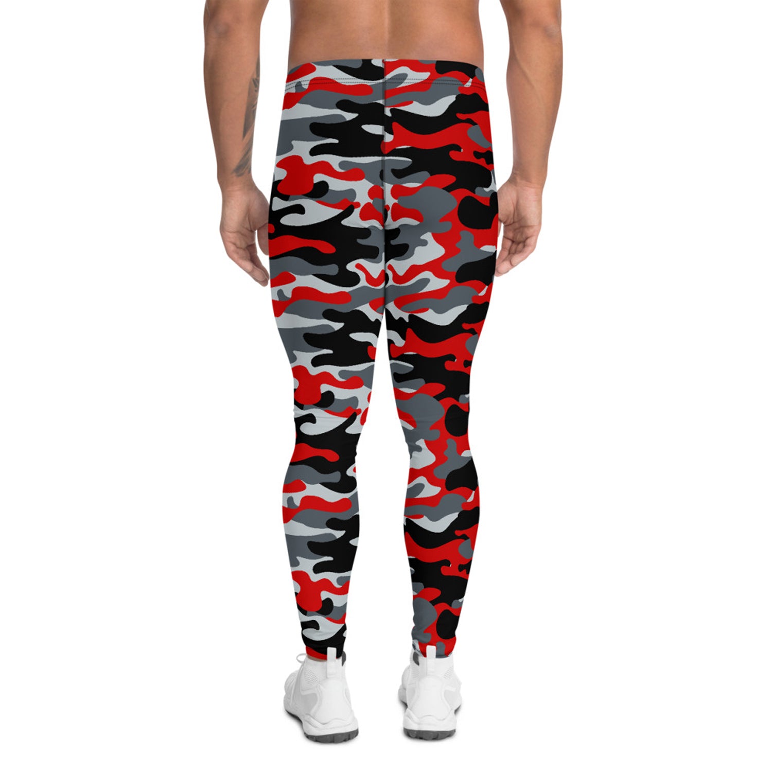 Maroon Sooty Gray and Red Camo Leggings for Men