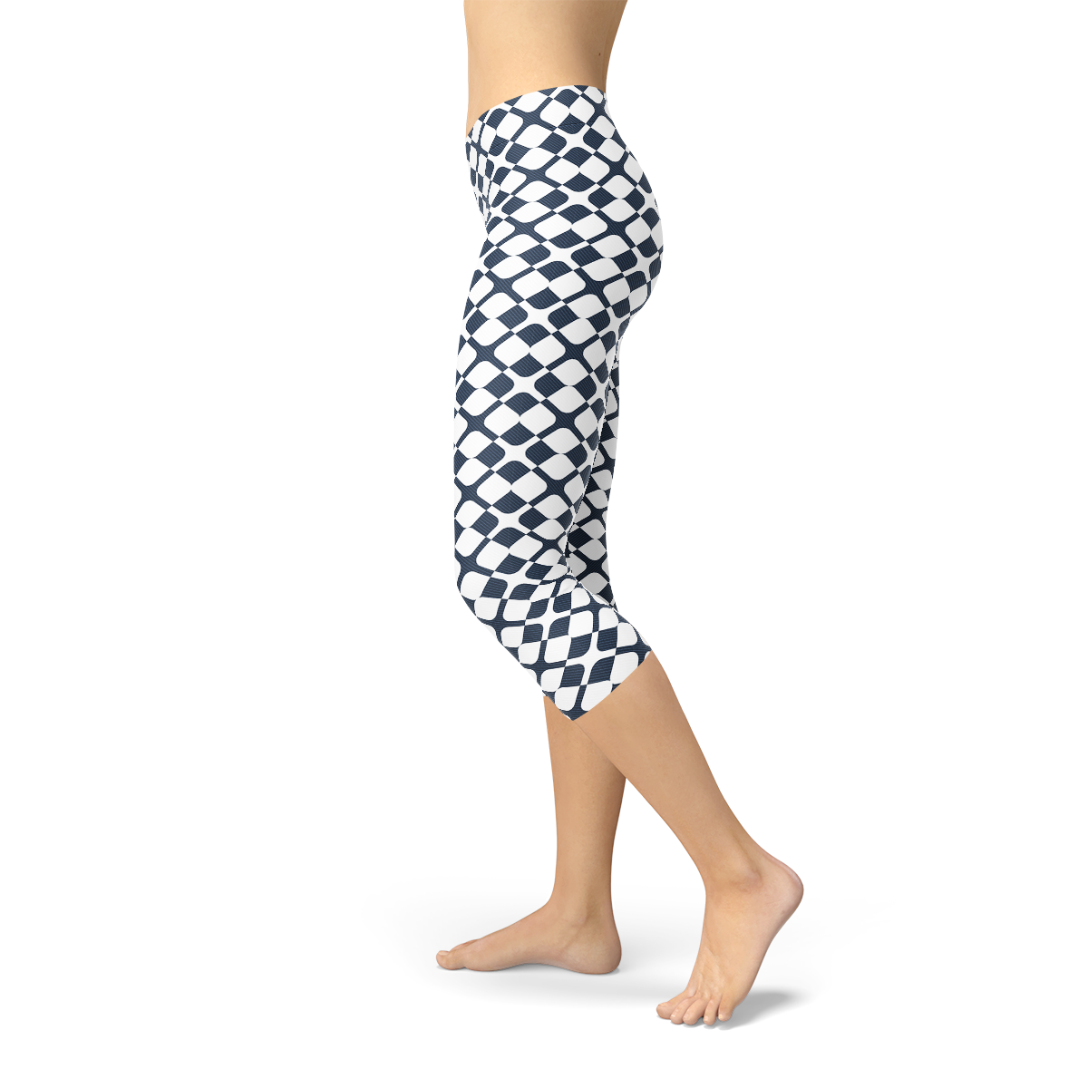 Maroon Sooty Womens Geometric Blue Tile Capri Leggings