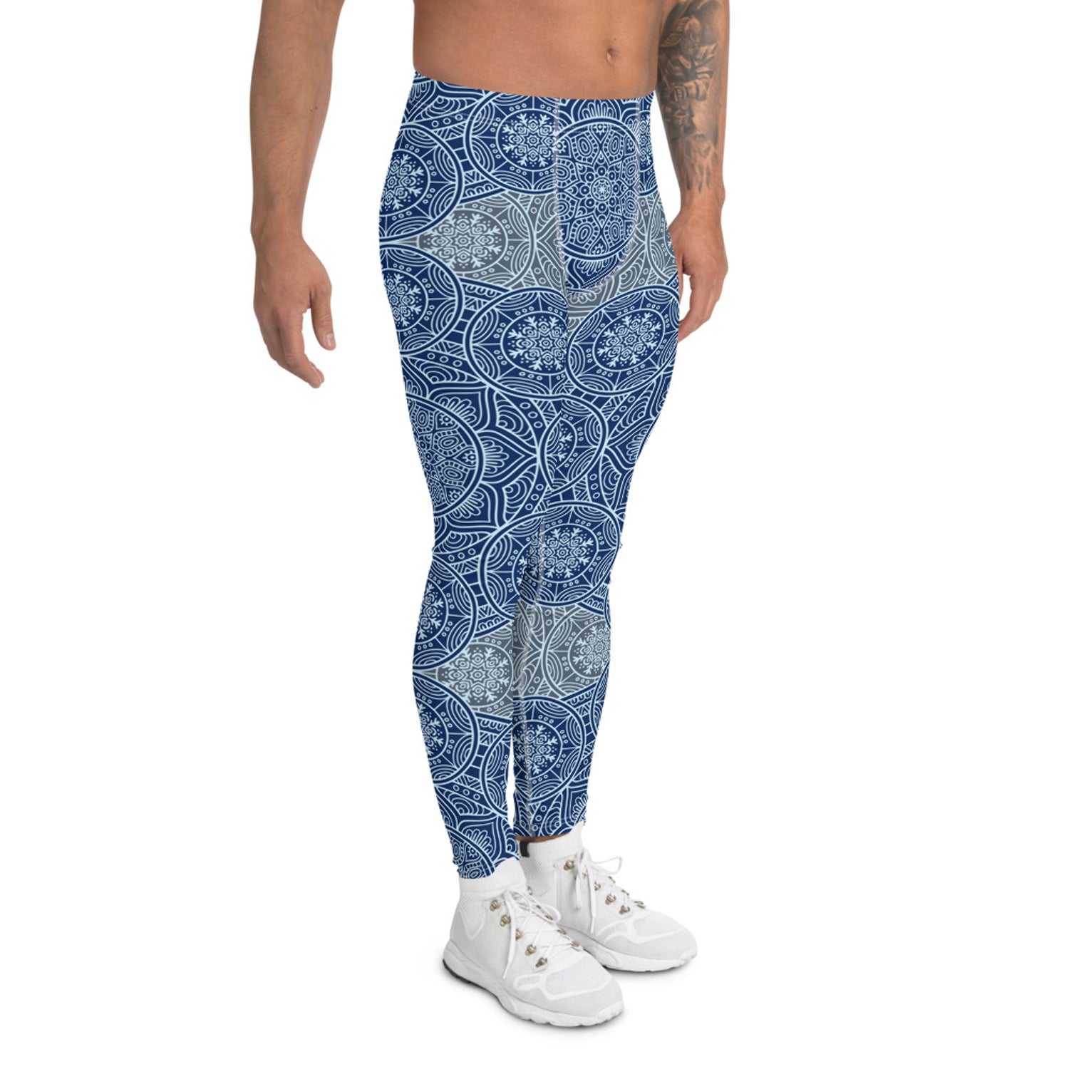 Maroon Sooty Light Blue Mandala Leggings for Men