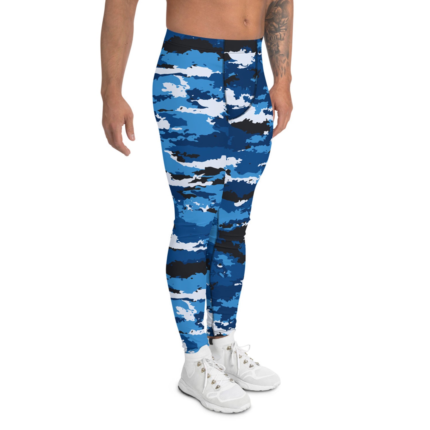 Maroon Sooty Blue Camo Leggings for Men
