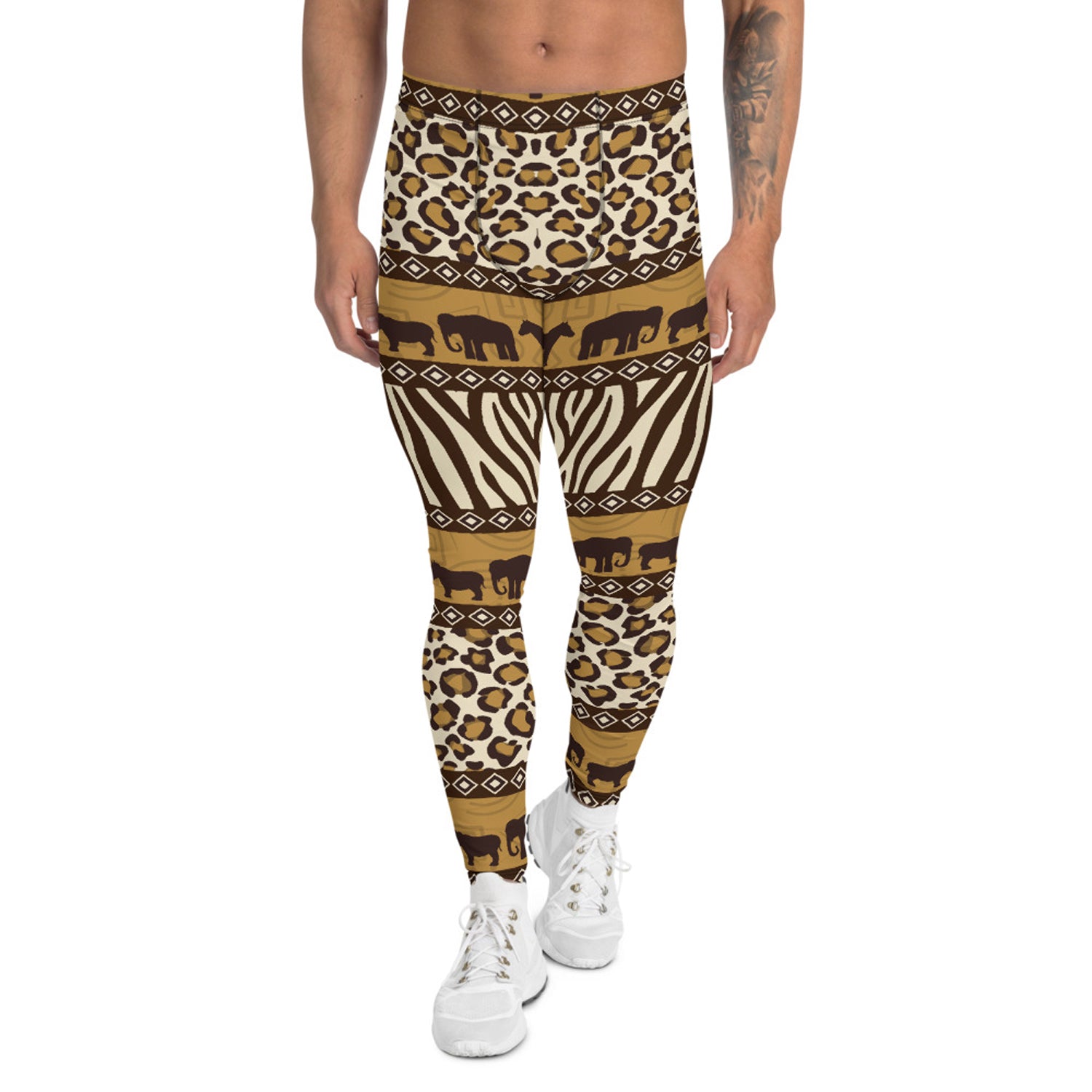 Maroon Sooty Safari Animals Leggings for Men