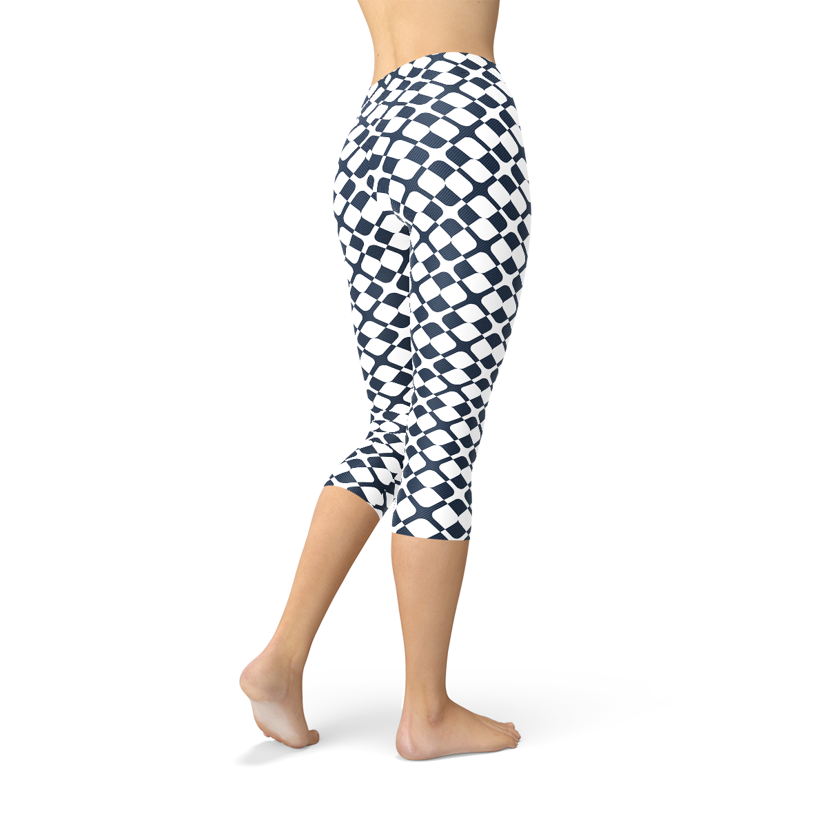 Maroon Sooty Womens Geometric Blue Tile Capri Leggings