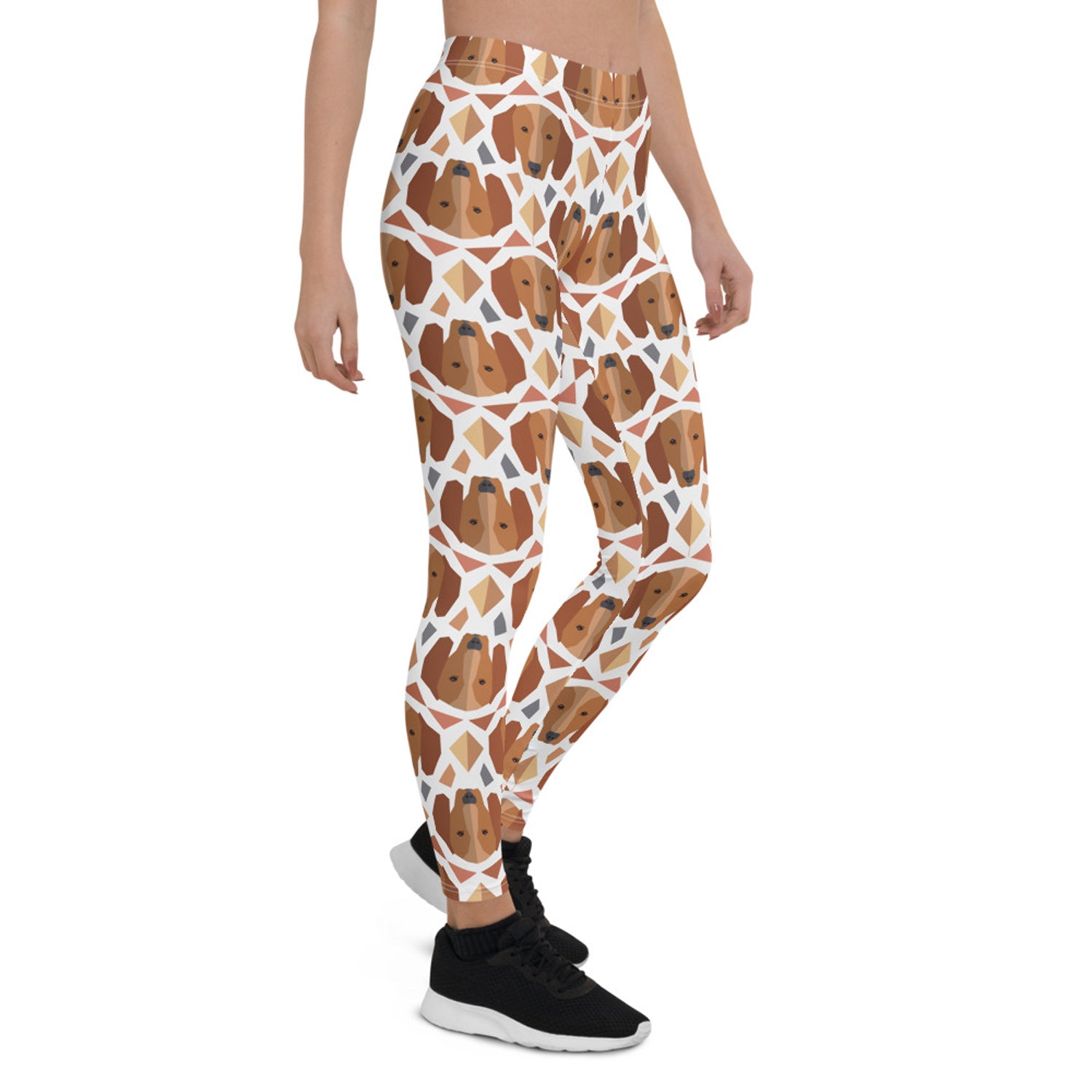 Maroon Sooty Womens Doxie Dachshund Dog Leggings