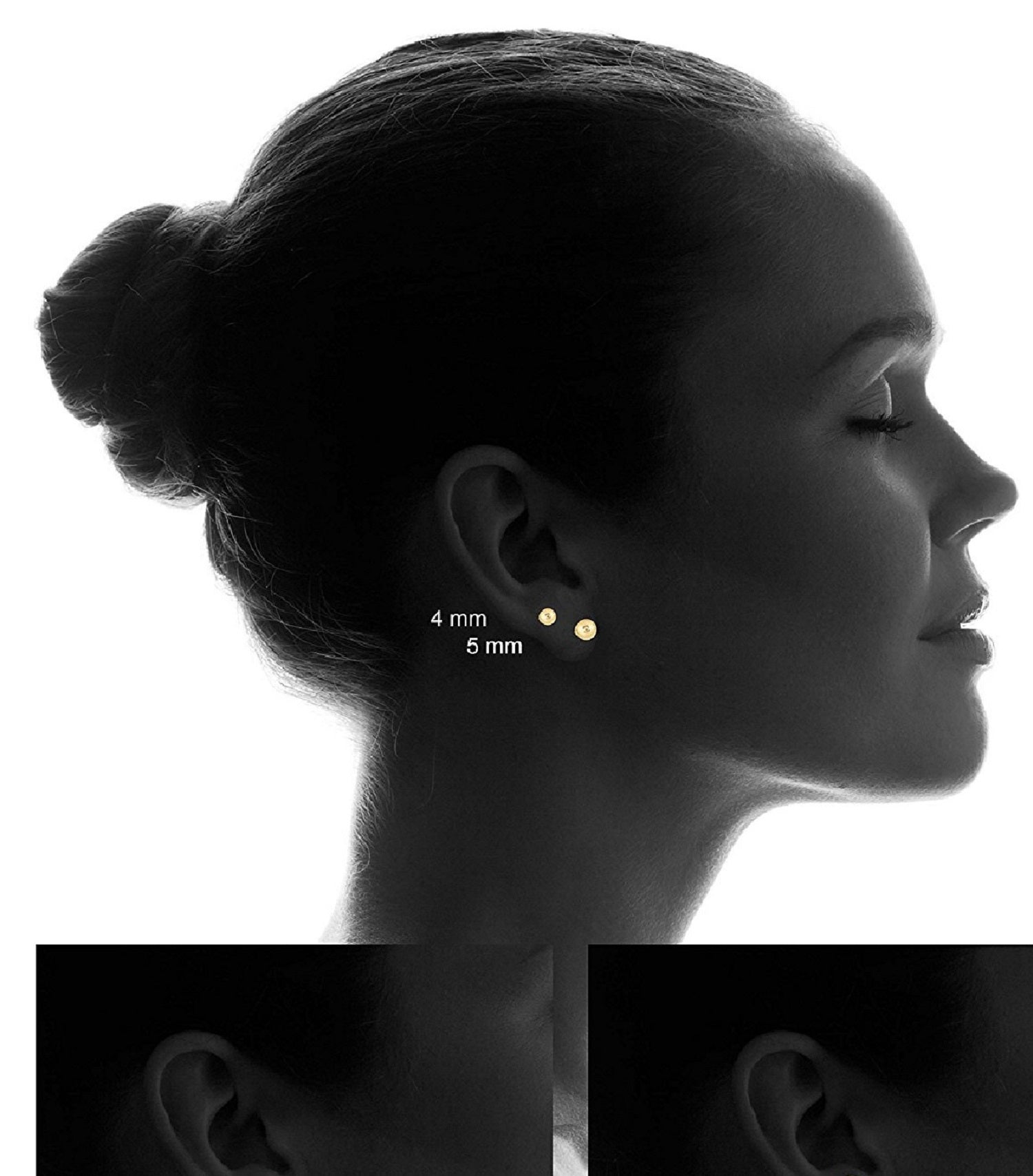 Jade Hermes 14K Yellow Gold Hollow Ball Stud Earrings ( Sizes 3MM-8MM)