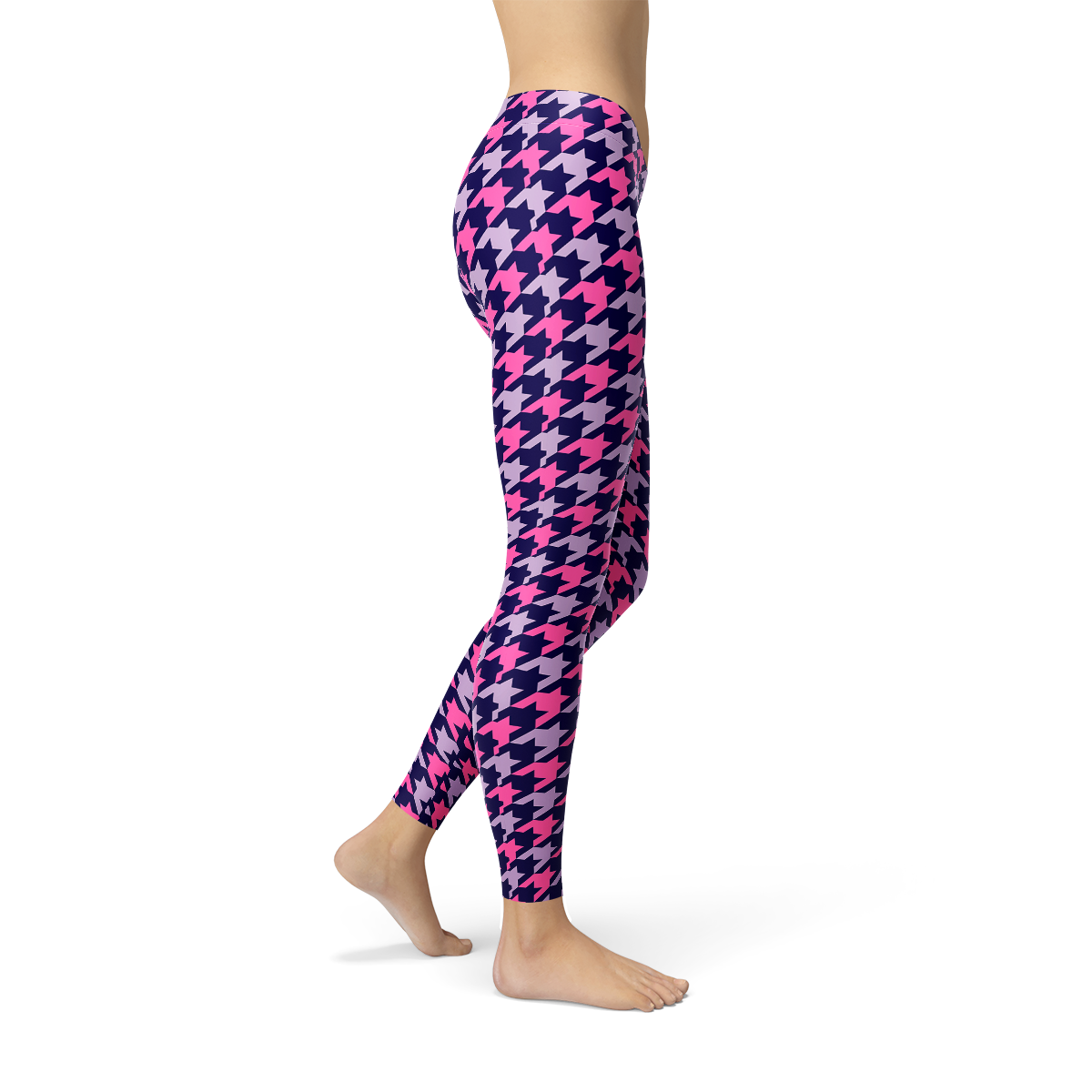 Maroon Sooty Womens Pink Purple Houndstooth Leggings