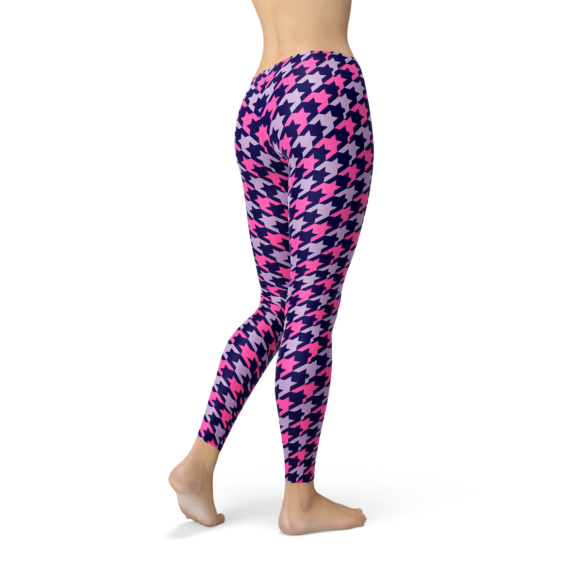 Maroon Sooty Womens Pink Purple Houndstooth Leggings