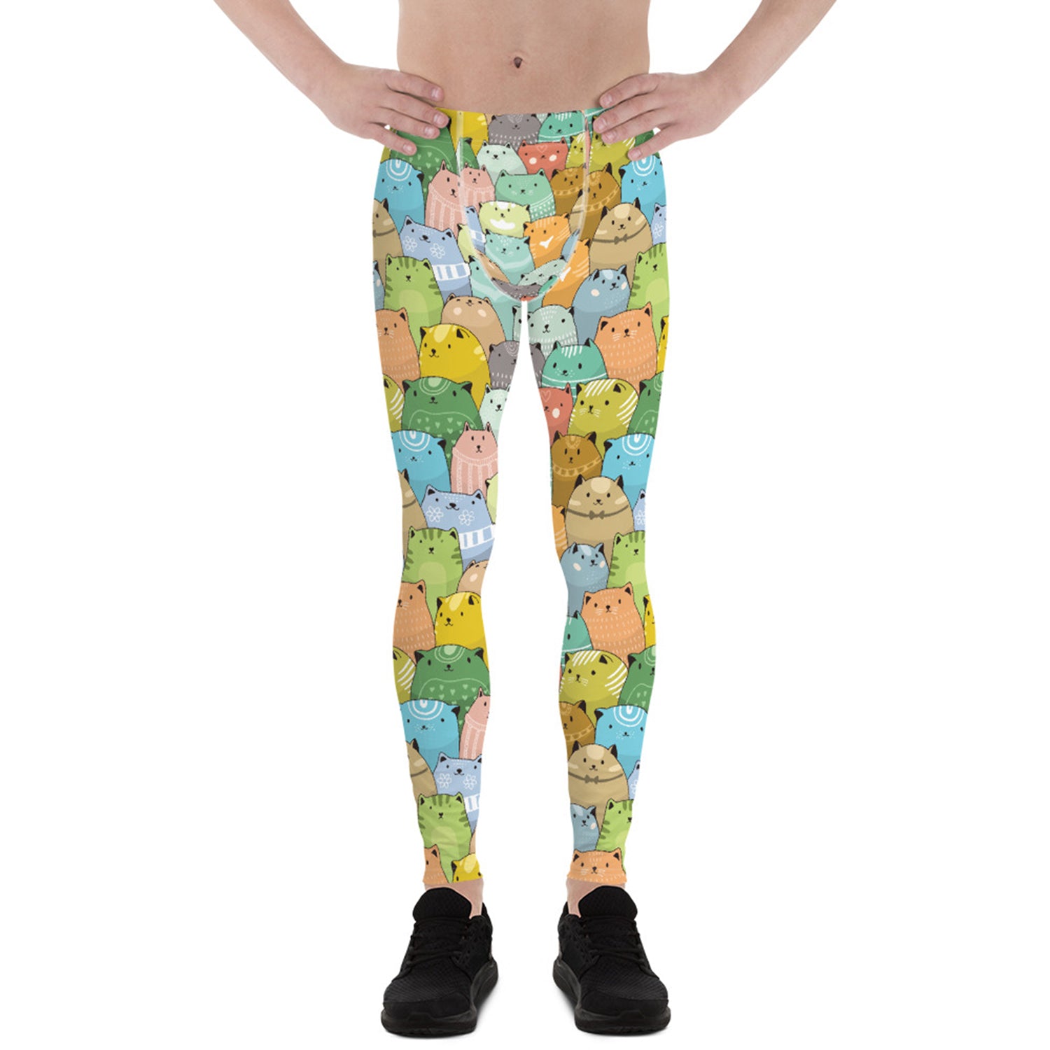 Maroon Sooty Cute Cat Leggings for Men
