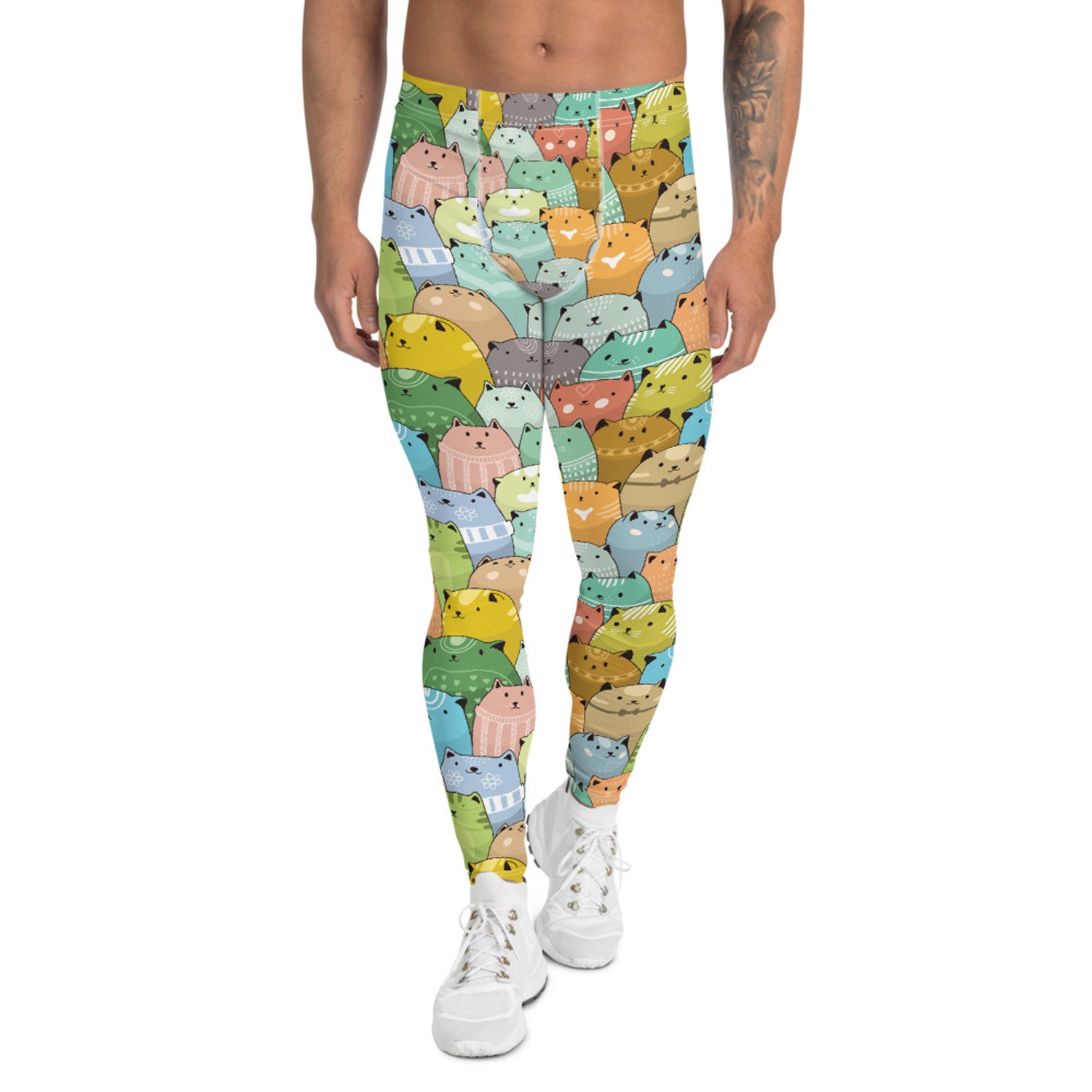 Maroon Sooty Cute Cat Leggings for Men