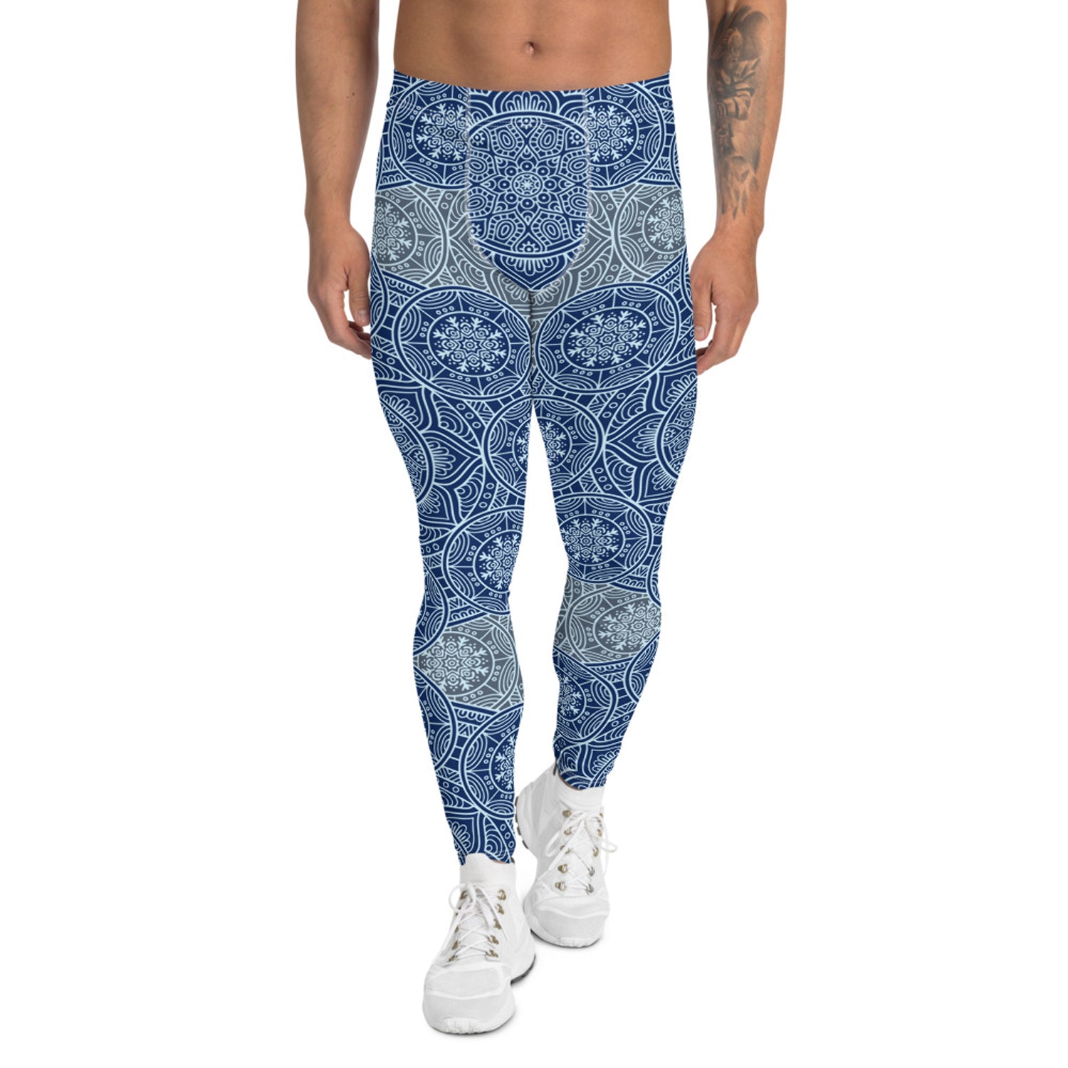 Maroon Sooty Light Blue Mandala Leggings for Men