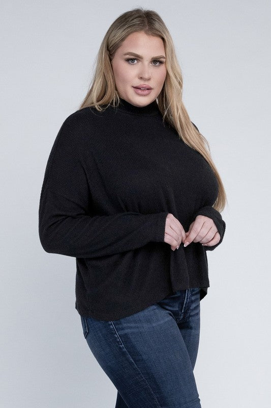 Ambiance Apparel Plus Drop Shoulder Long Sleeve Top