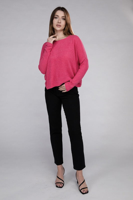 RIBBED DOLMAN LONG SLEEVE SWEATER