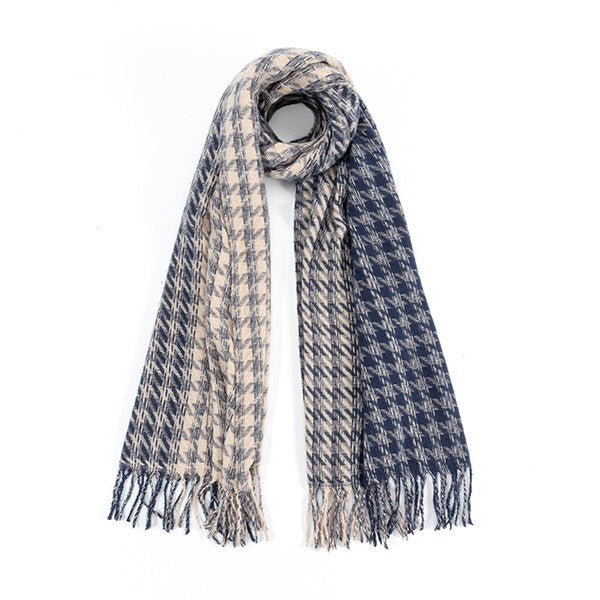 Bella Chic Houndstooth Two Toned Fashion Scarf