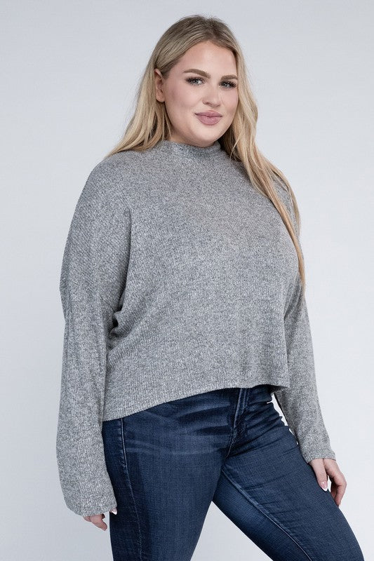 Ambiance Apparel Plus Drop Shoulder Long Sleeve Top