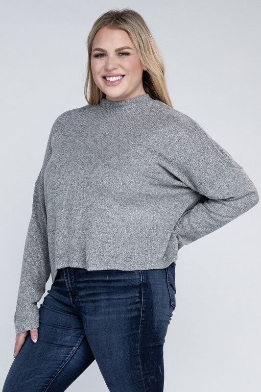 Ambiance Apparel Plus Drop Shoulder Long Sleeve Top
