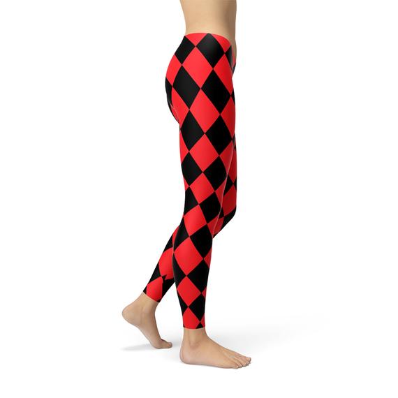 Maroon Sooty Womens Red and Black Jester Leggings