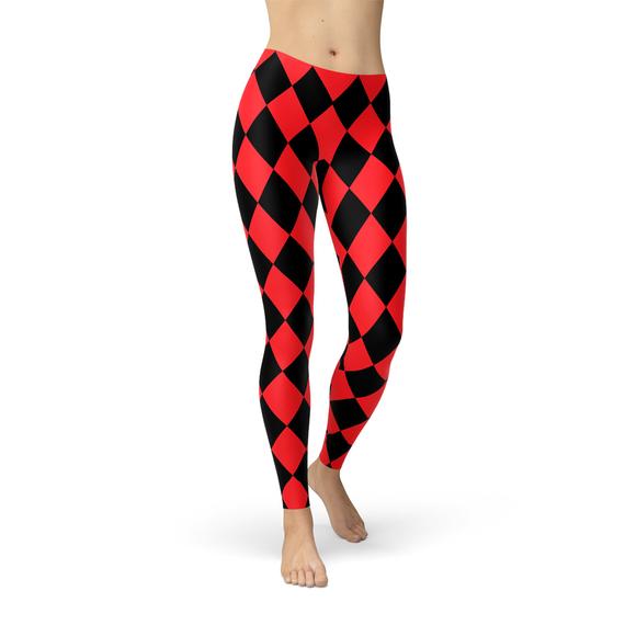 Maroon Sooty Womens Red and Black Jester Leggings