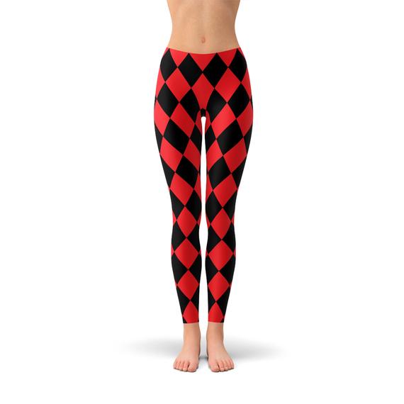 Maroon Sooty Womens Red and Black Jester Leggings