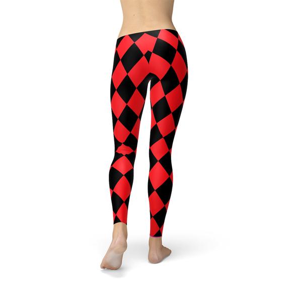 Maroon Sooty Womens Red and Black Jester Leggings