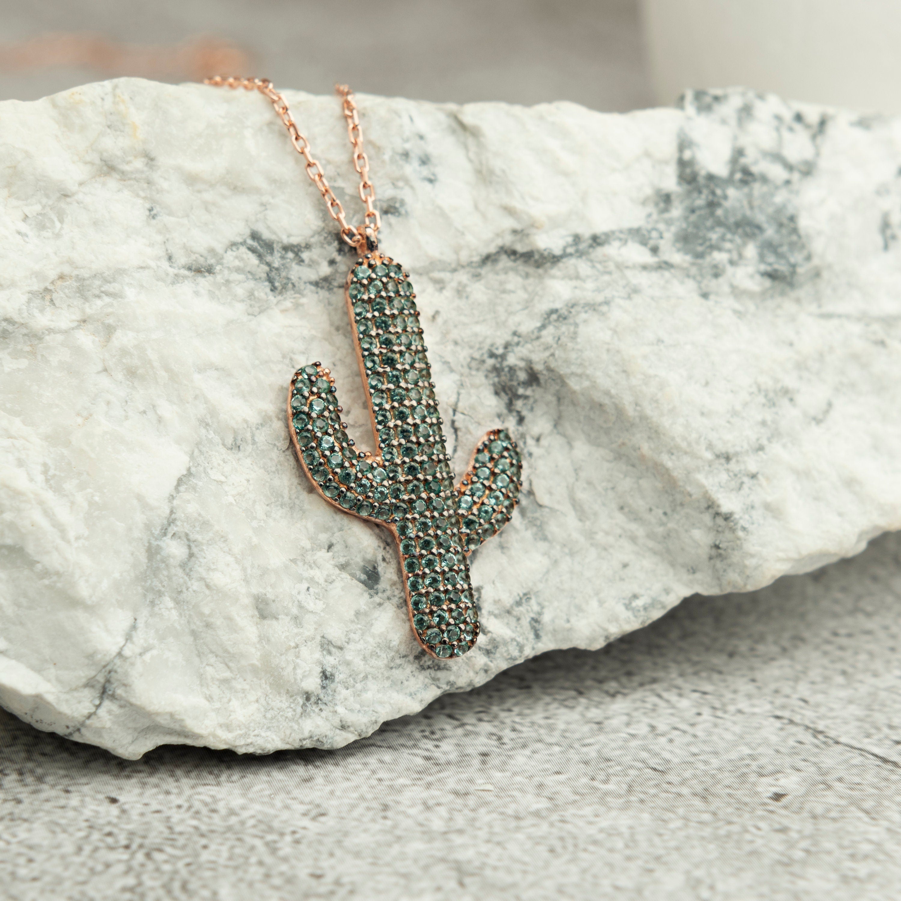 Cactus Necklace For Women Sterling Silver