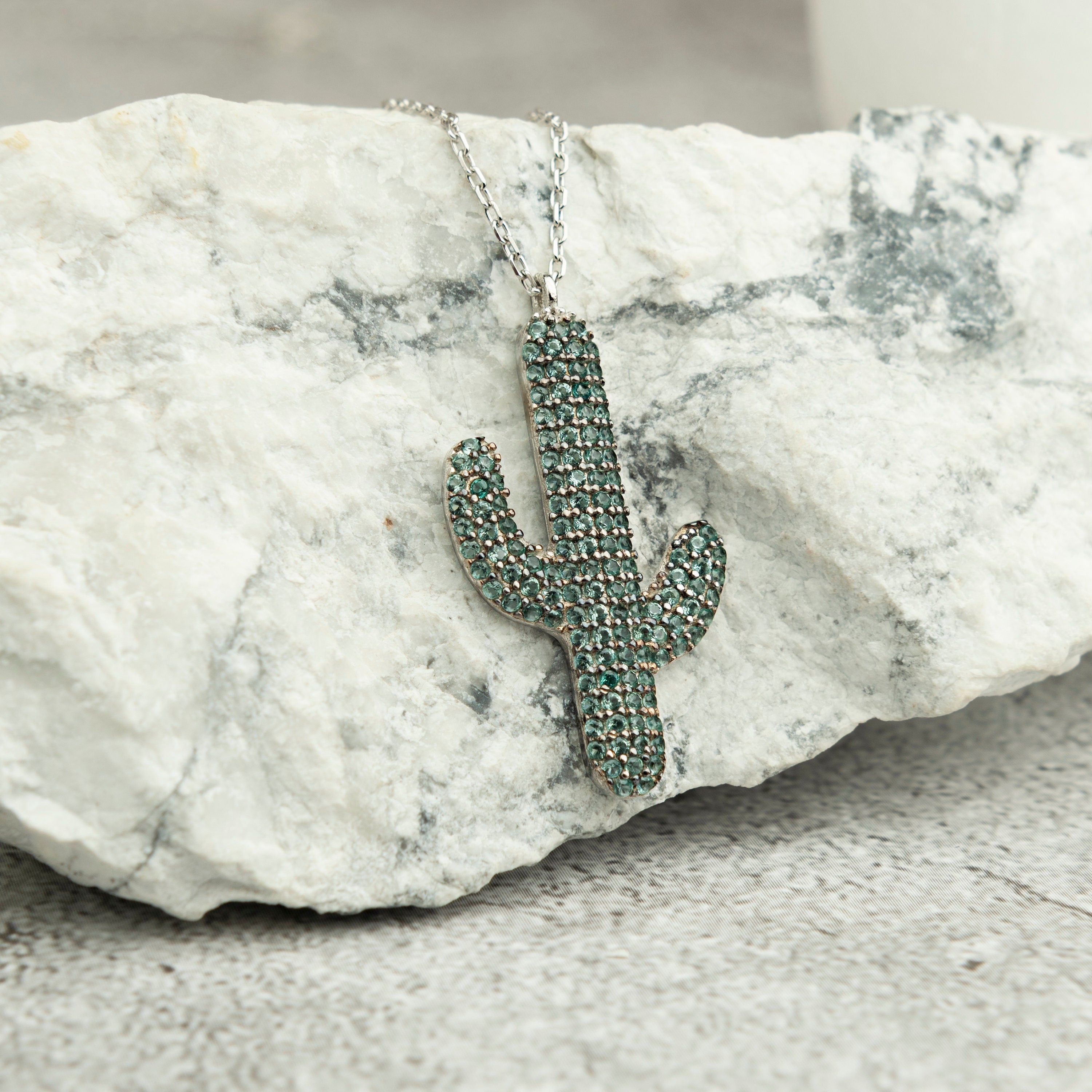 Cactus Necklace For Women Sterling Silver