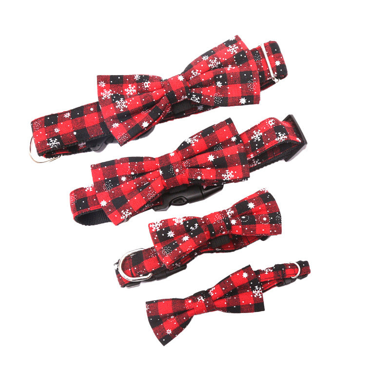 4 Size Christmas Snow Dog Collar Cute Bow