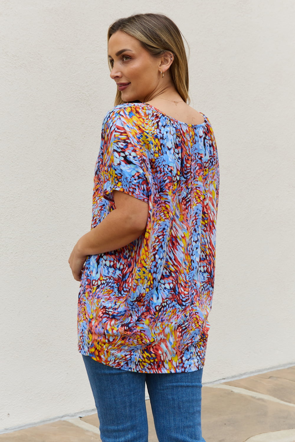 Printed Dolman Flowy Top Image 1