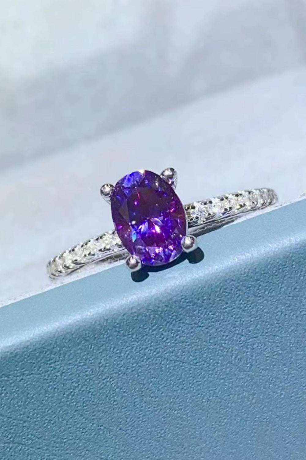 Purple Moissanite 4-Prong Ring Image2
