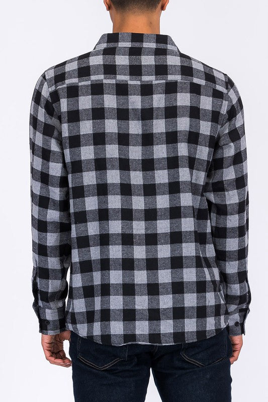 Weiv Regular Fit Checker Plaid Flannel Long Sleeve