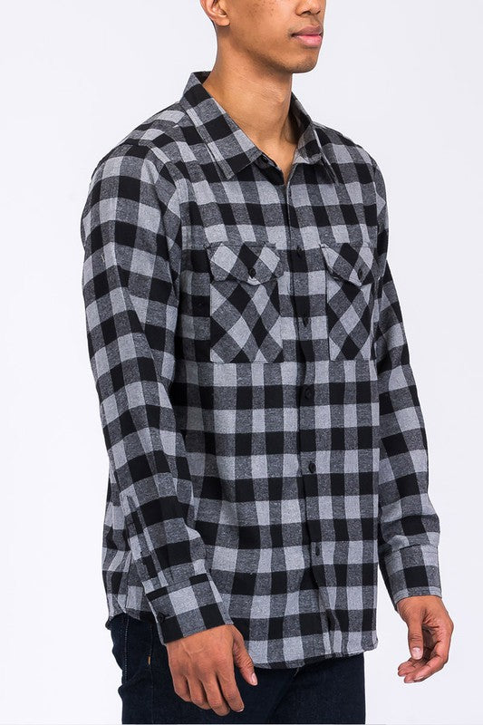 Weiv Regular Fit Checker Plaid Flannel Long Sleeve