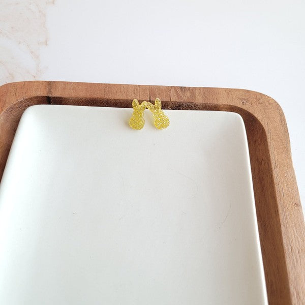 Spiffy & Splendid Glitter Bunny Studs - Yellow