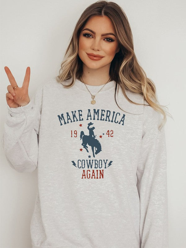 Ocean and 7th Make America Cowboy Again Crew Neck Sweatshirt